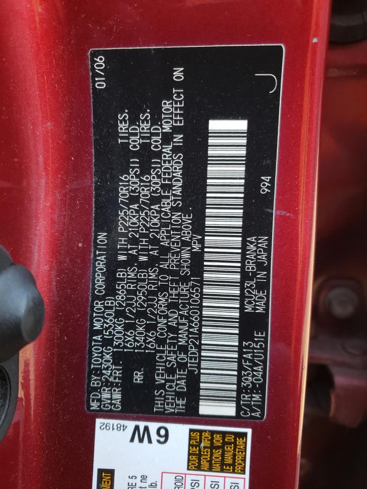 Photo 10 from auction – 2006 TOYOTA HIGHLANDER with VIN JTEDP21A660106571