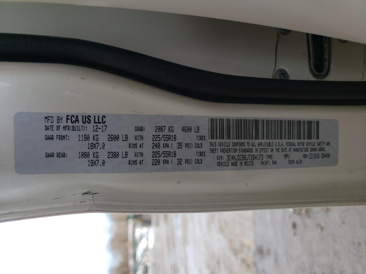 Photo 10 from auction – 2018 JEEP COMPASS LI with VIN 3C4NJDCB6JT264173