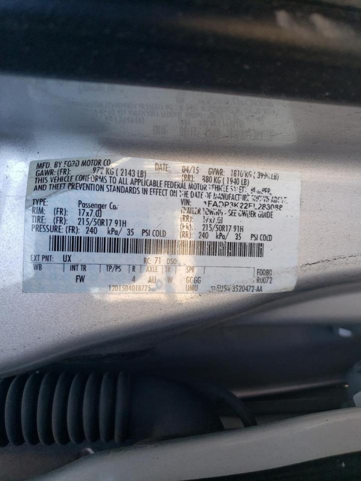 Photo 10 from auction – 2015 FORD FOCUS SE with VIN 1FADP3K22FL283088