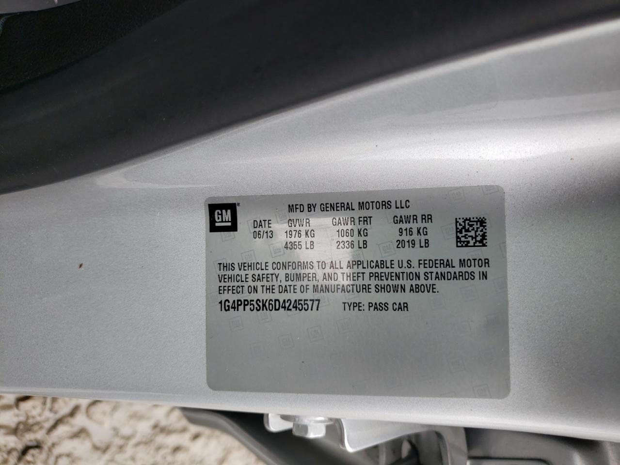Photo 10 from auction – 2013 BUICK VERANO with VIN 1G4PP5SK6D4245577