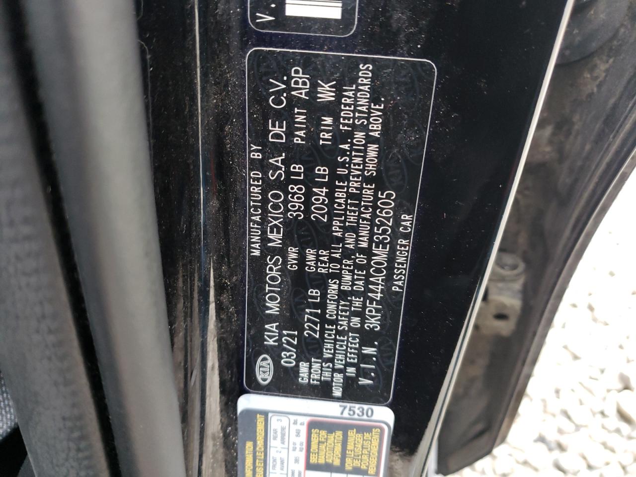 Photo 10 from auction – 2021 KIA FORTE GT with VIN 3KPF44AC0ME352605