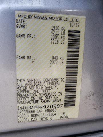 Photo 10 from auction – 2015 NISSAN ALTIMA 2.5 with VIN 1N4AL3AP4FN920997