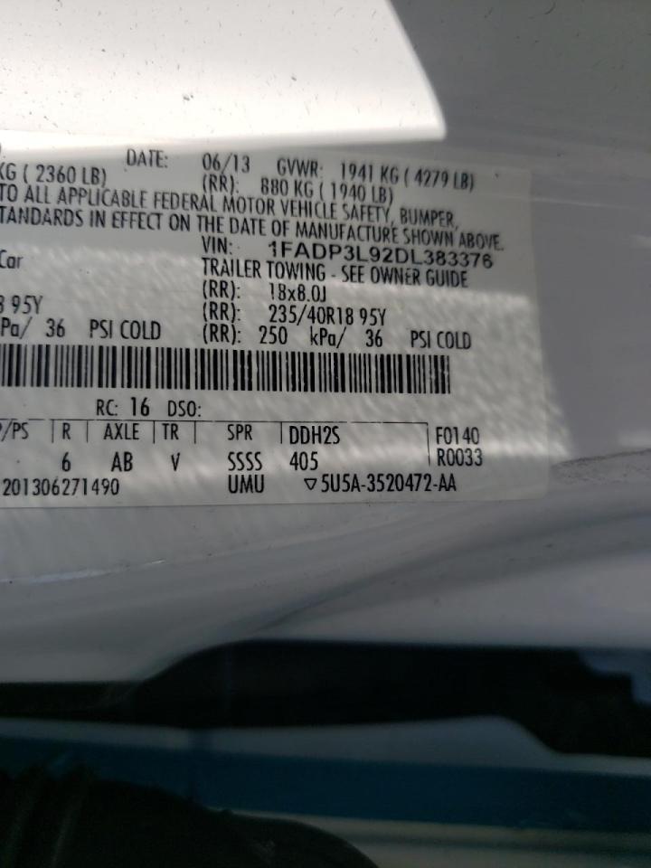 Photo 10 from auction – 2013 FORD FOCUS ST with VIN 1FADP3L92DL383376