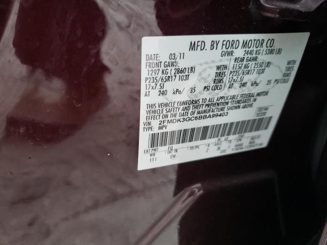 Photo 10 from auction – 2011 FORD EDGE SE with VIN 2FMDK3GC6BBA99403
