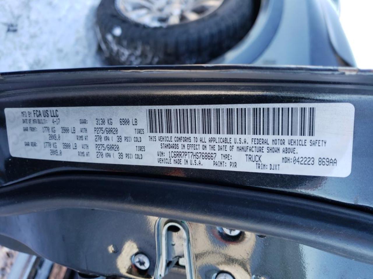 Photo 10 from auction – 2017 RAM 1500 LONGH with VIN 1C6RR7PT7HS768667
