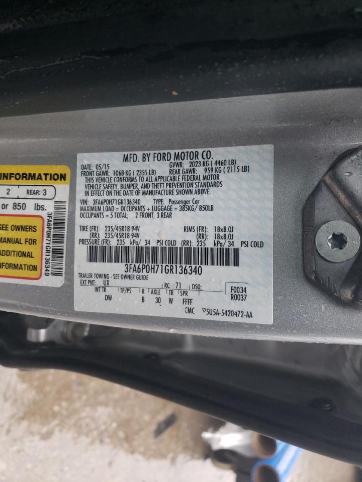 Photo 10 from auction – 2016 FORD FUSION SE with VIN 3FA6P0H71GR136340