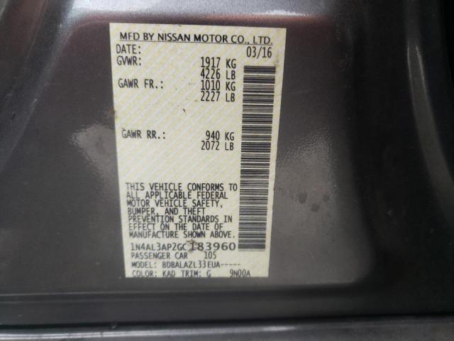 NISSAN ALTIMA 2.5 2016 with VIN 1N4AL3AP2GC183960 - Photo from auction