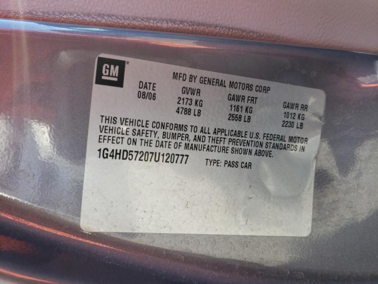 Foto 10 de la subasta – 2007 BUICK LUCERNE CX con VIN 1G4HD57207U120777