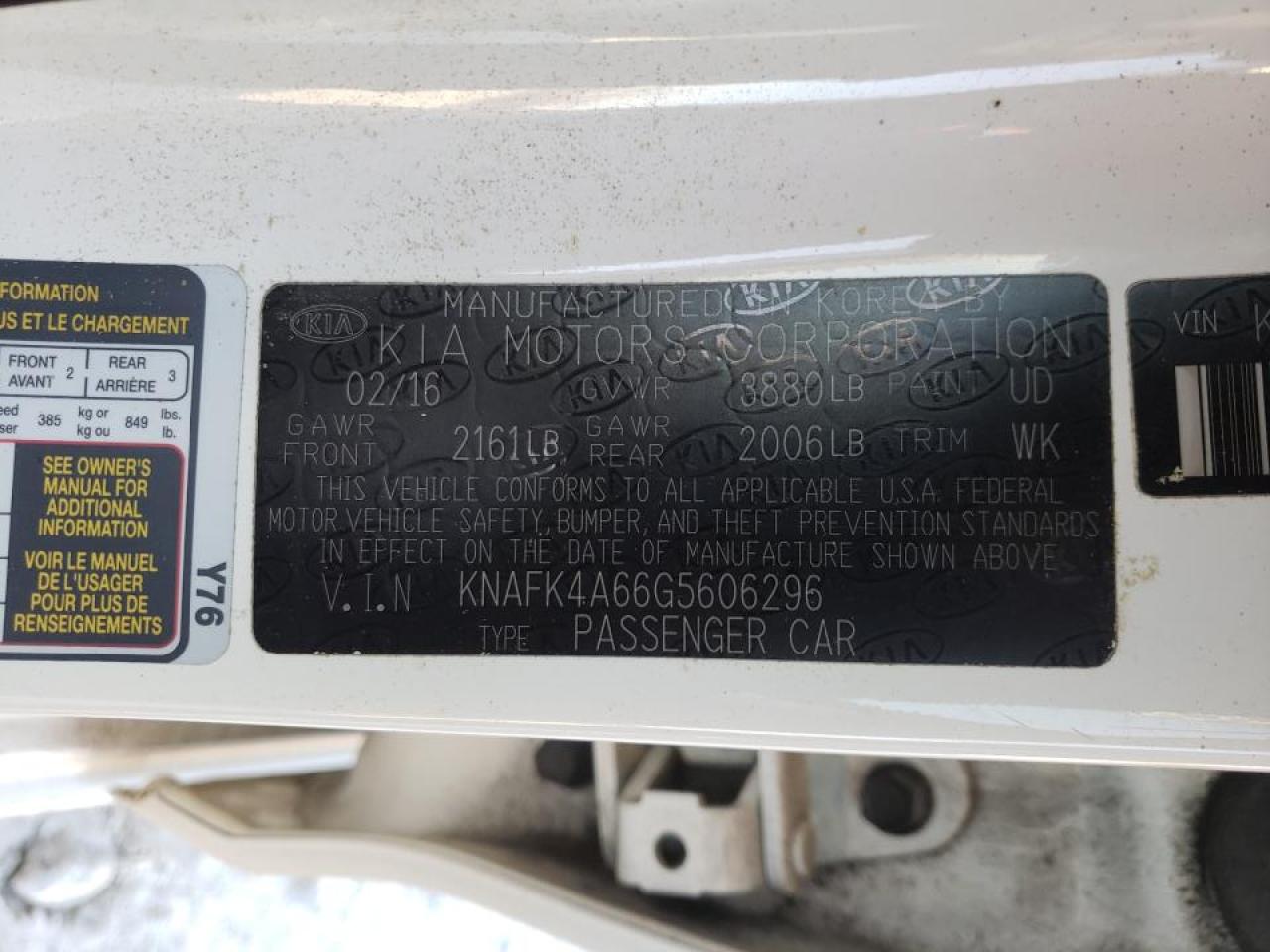 Photo 10 from auction – 2016 KIA FORTE LX with VIN KNAFK4A66G5606296