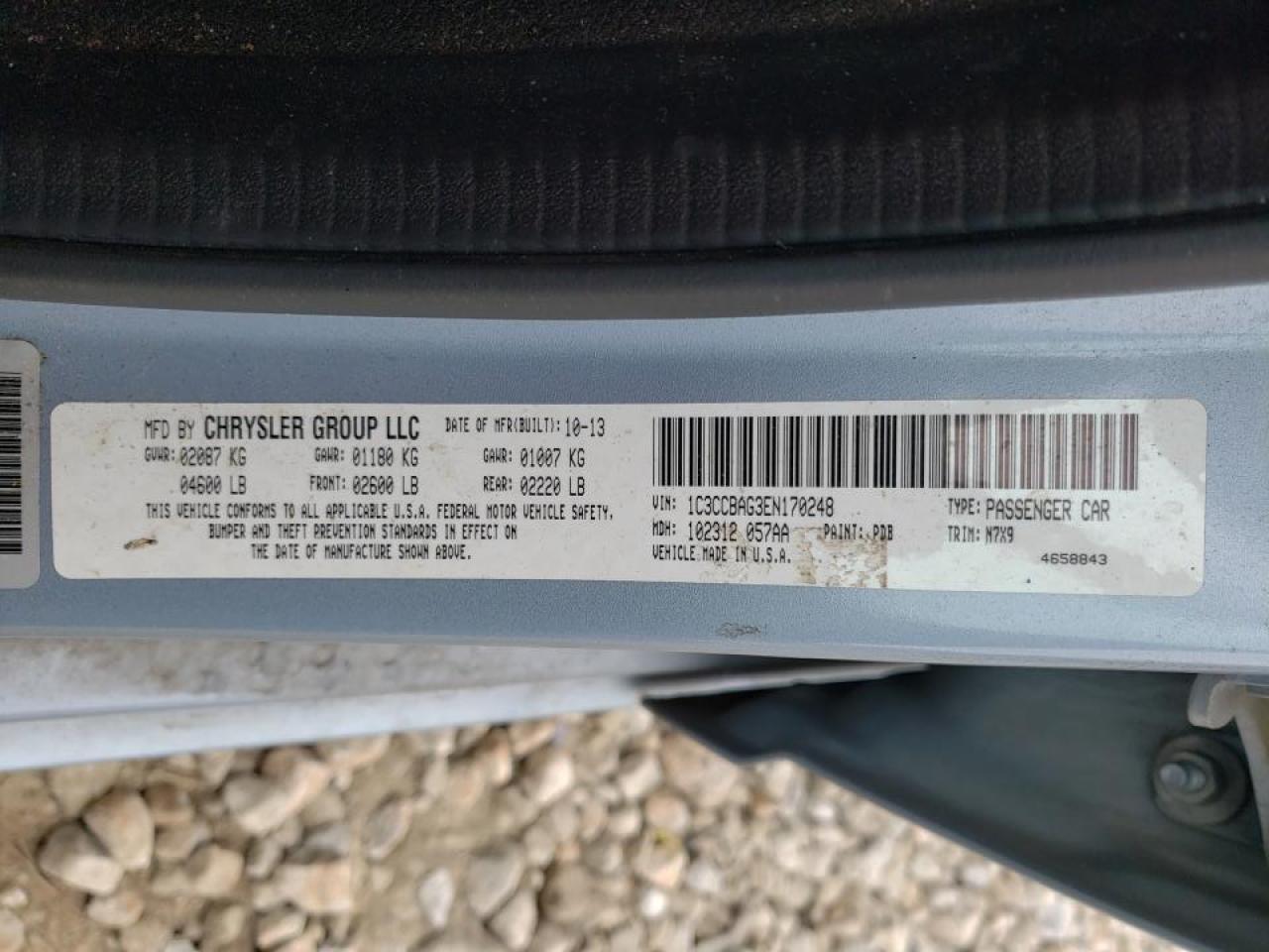 Photo 10 from auction – 2014 CHRYSLER 200 LX with VIN 1C3CCBAG3EN170248
