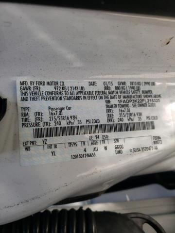 Photo 10 from auction – 2015 FORD FOCUS SE with VIN 1FADP3K22FL215325