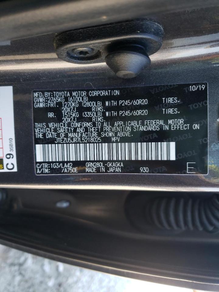 Photo 10 from auction – 2020 TOYOTA 4RUNNER SR with VIN JTEZU5JR7L5218025