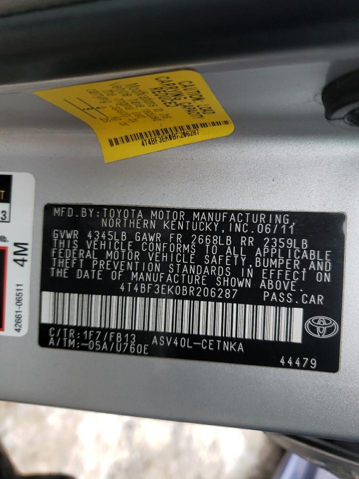Photo 10 from auction – 2011 TOYOTA CAMRY BASE with VIN 4T4BF3EK0BR206287