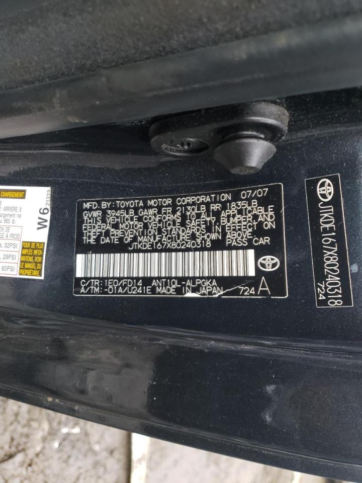 Photo 10 from auction – 2008 TOYOTA SCION TC with VIN JTKDE167X80240318