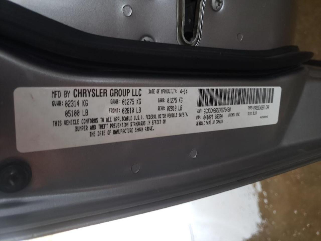 Photo 10 from auction – 2014 CHRYSLER 300 S with VIN 2C3CCABG5EH276430