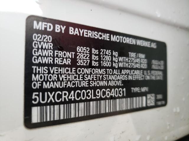 Photo 10 from auction – 2020 BMW X5 SDRIVE with VIN 5UXCR4C03L9C64031