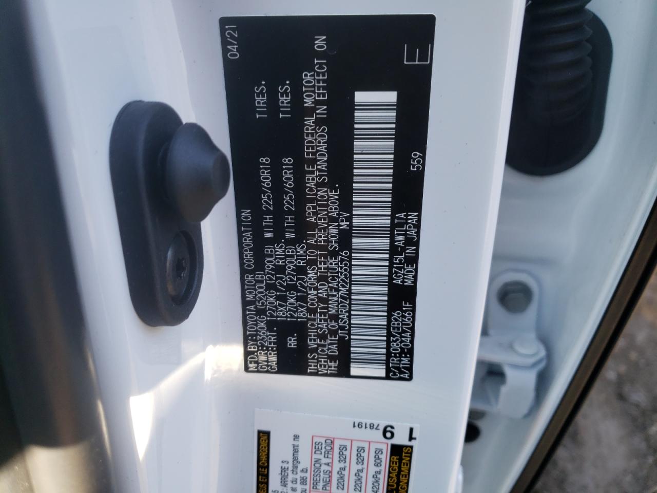 Photo 10 from auction – 2021 LEXUS NX 300 BAS with VIN JTJSARDZ7M2255576