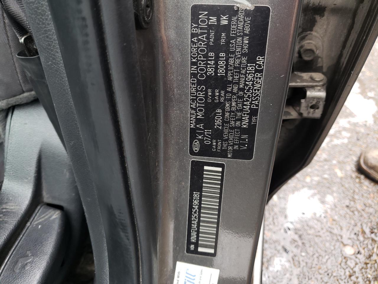 Photo 10 from auction – 2012 KIA FORTE EX with VIN KNAFU4A25C5496181