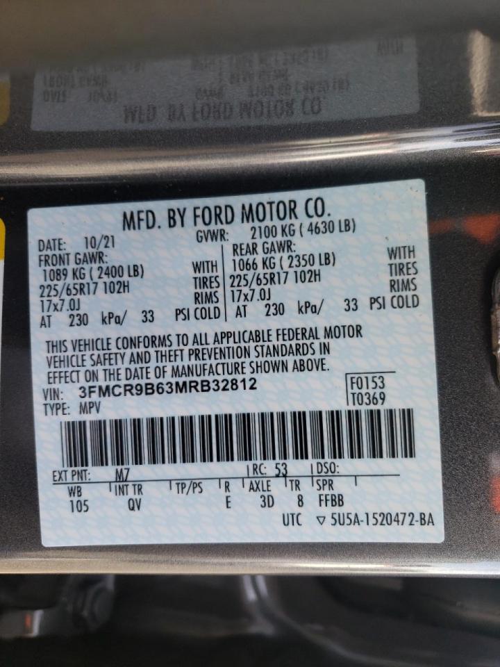 Photo 10 from auction – 2021 FORD BRONCO SPO with VIN 3FMCR9B63MRB32812