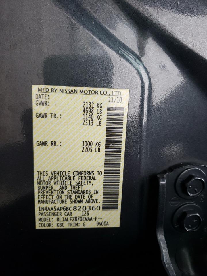 Photo 10 from auction – 2011 NISSAN MAXIMA S with VIN 1N4AA5AP6BC820360
