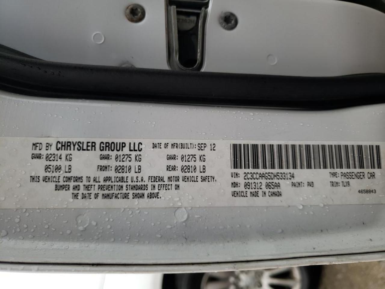 Photo 10 from auction – 2013 CHRYSLER 300 with VIN 2C3CCAAG5DH533134
