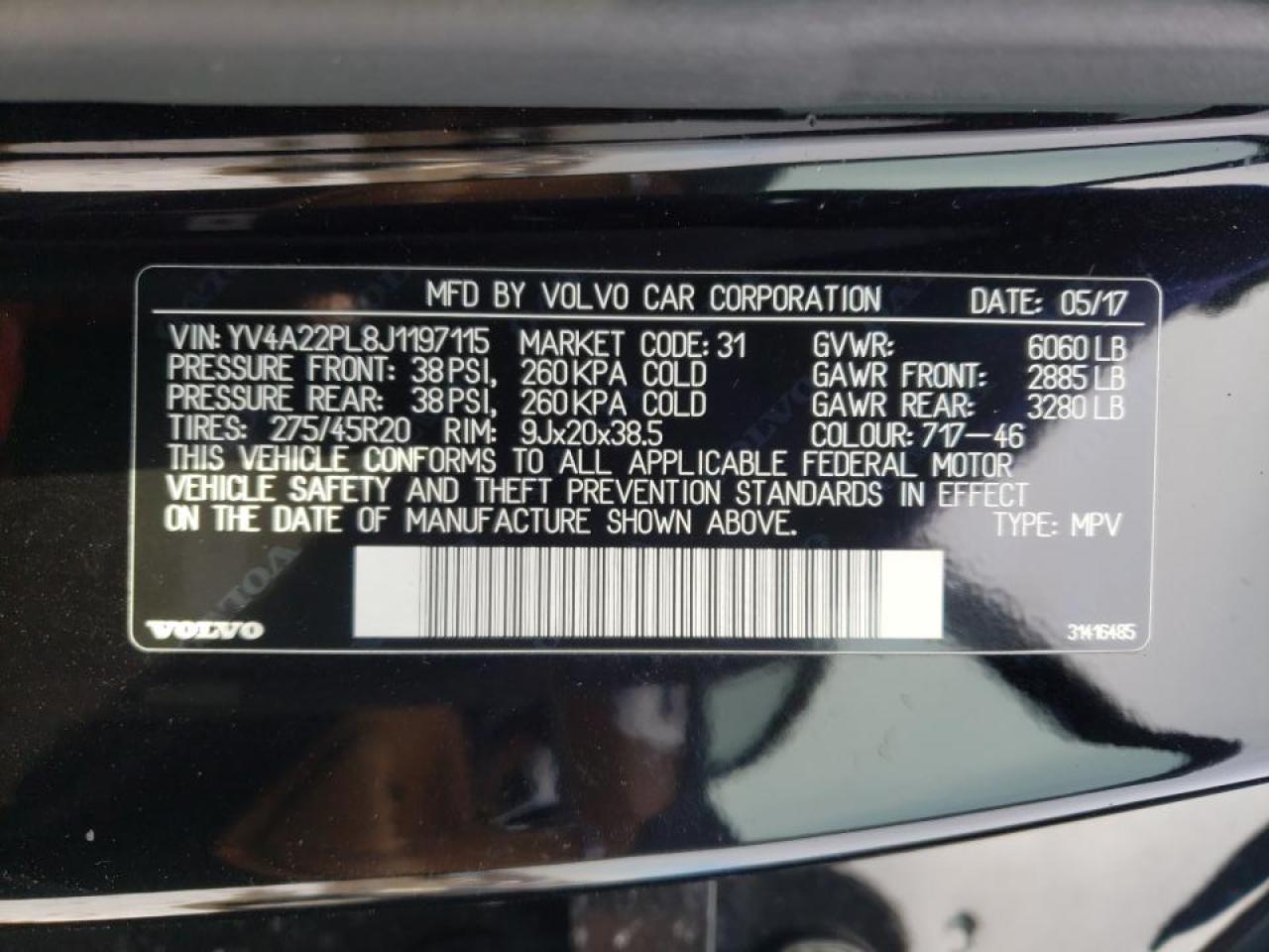 Photo 10 from auction – 2018 VOLVO XC90 T6 with VIN YV4A22PL8J1197115