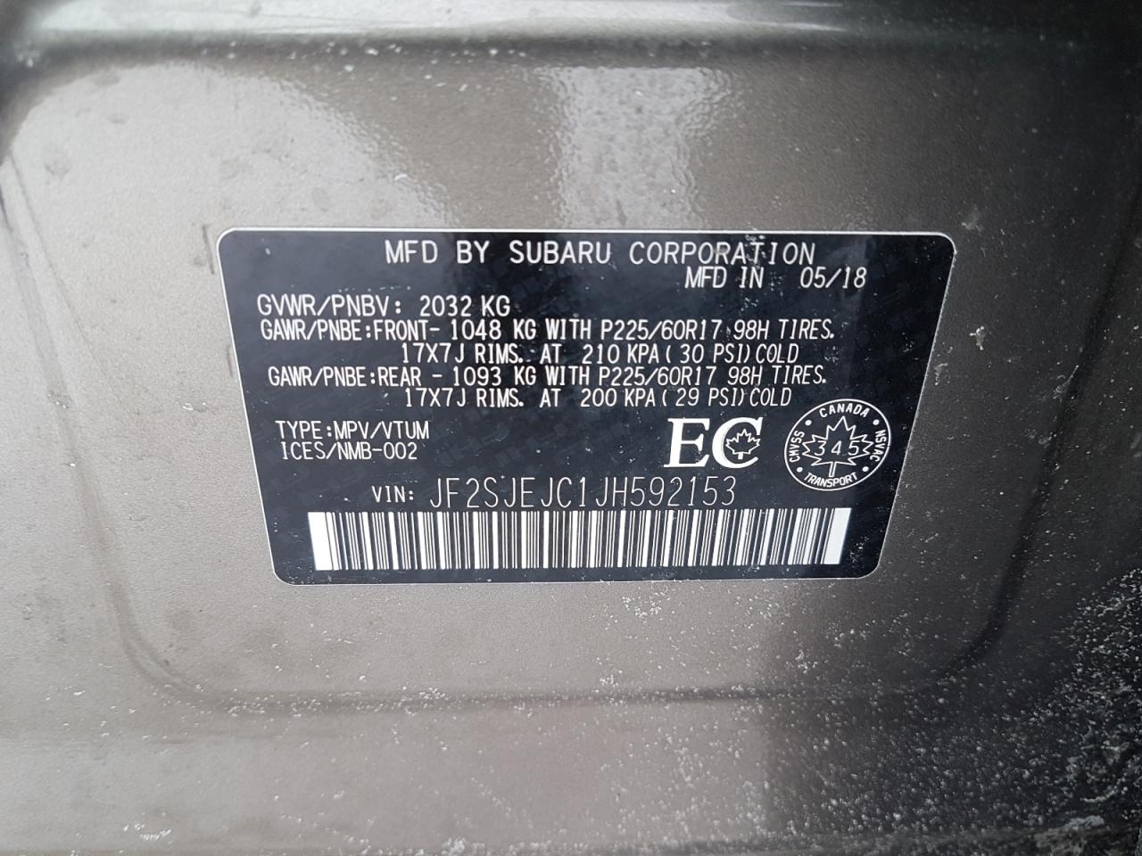 Photo 10 from auction – 2018 SUBARU FORESTER 2 with VIN JF2SJEJC1JH592153
