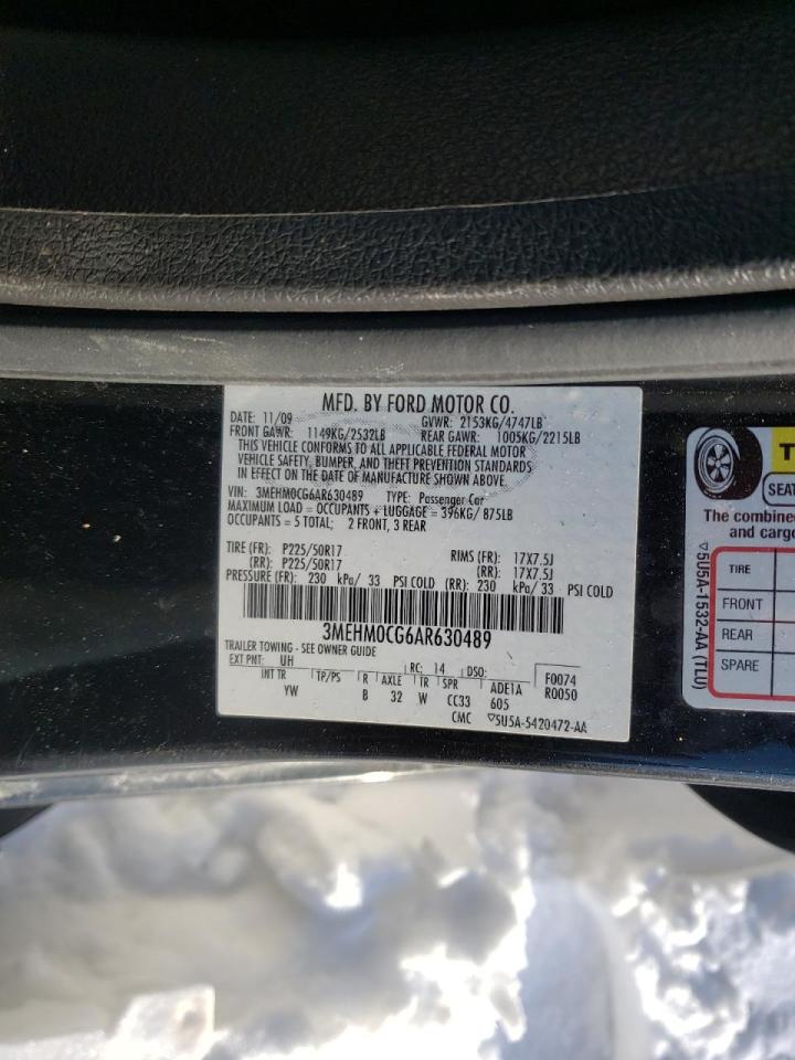Photo 10 from auction – 2010 MERCURY MILAN PREM with VIN 3MEHM0CG6AR630489