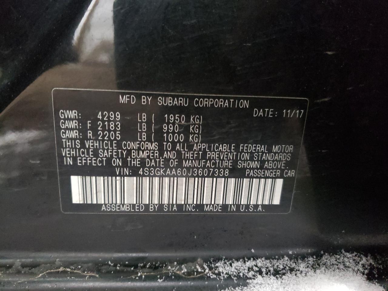 Photo 10 from auction – 2018 SUBARU IMPREZA with VIN 4S3GKAA60J3607338