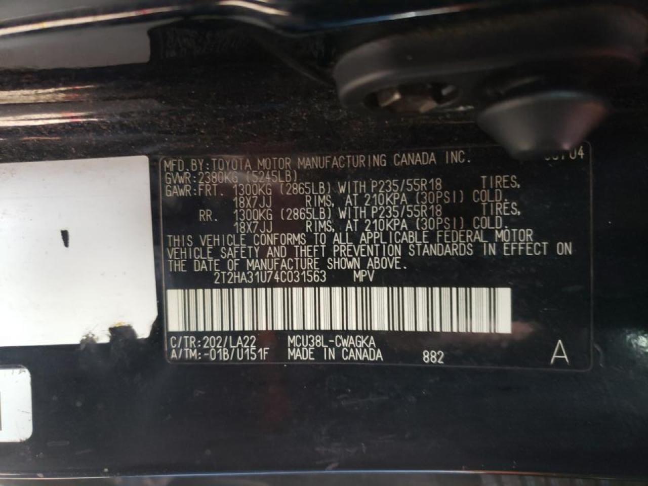 Photo 10 from auction – 2004 LEXUS RX 330 with VIN 2T2HA31U74C031563