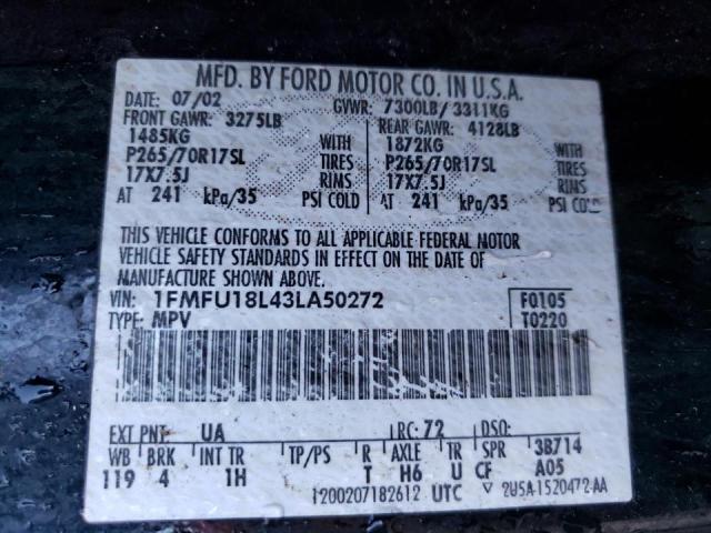 Photo 10 from auction – 2003 FORD EXPEDITION with VIN 1FMFU18L43LA50272