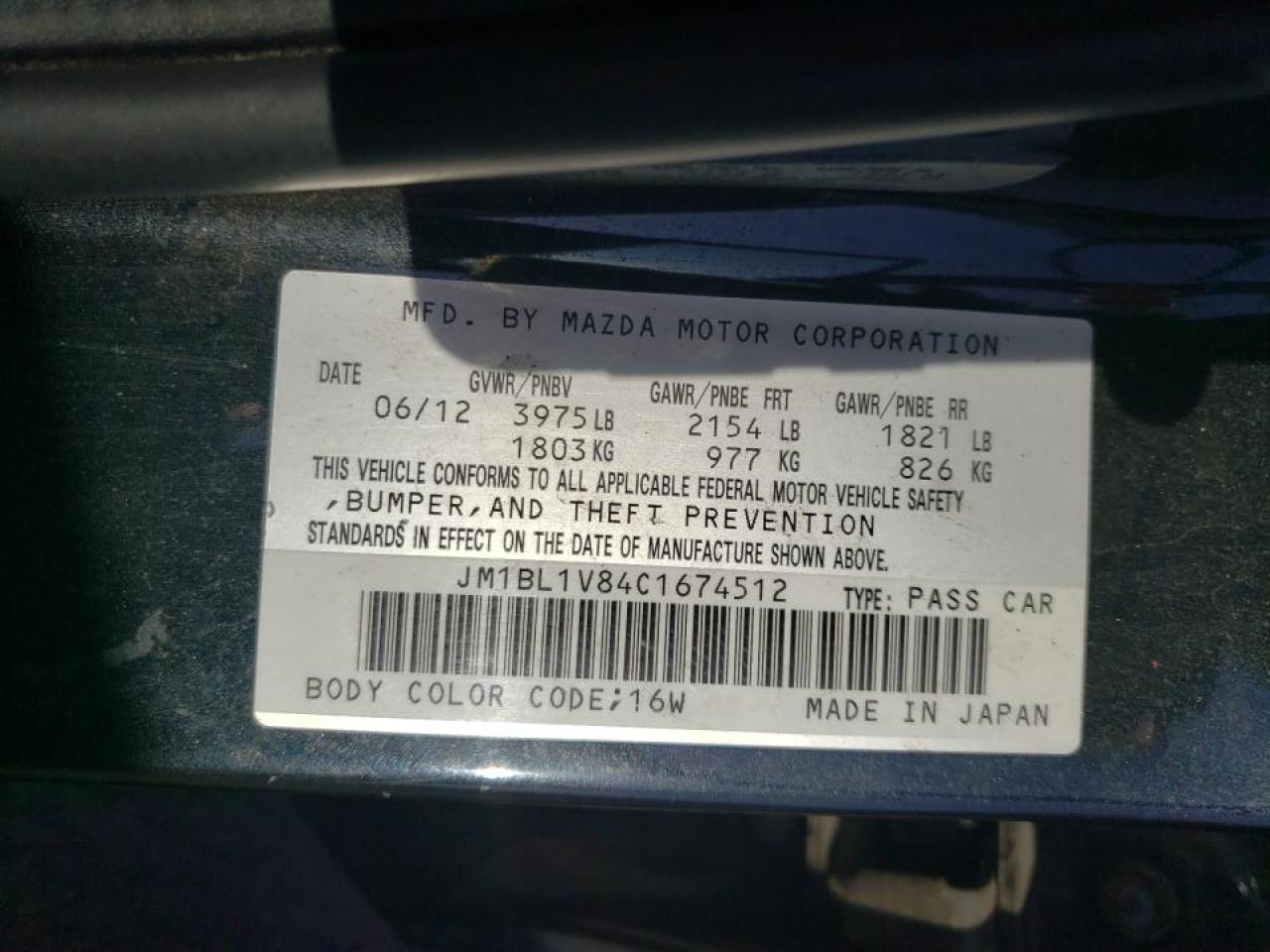 Photo 10 from auction – 2012 MAZDA 3 I with VIN JM1BL1V84C1674512