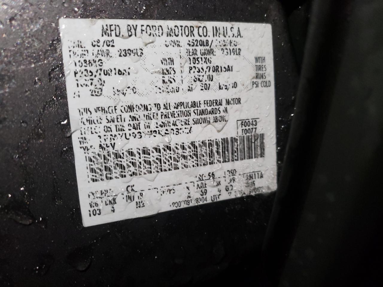 Photo 10 from auction – 2003 FORD ESCAPE XLT with VIN 1FMYU93173KA08326