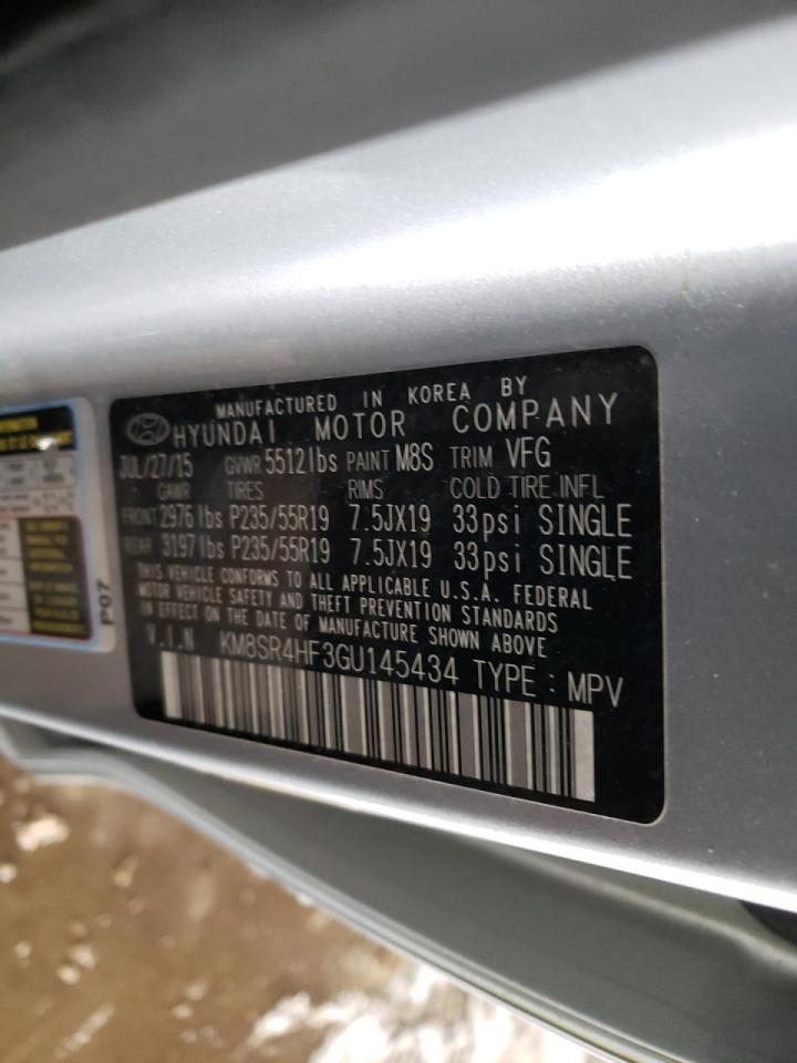 Photo 10 from auction – 2016 HYUNDAI SANTA FE S with VIN KM8SR4HF3GU145434