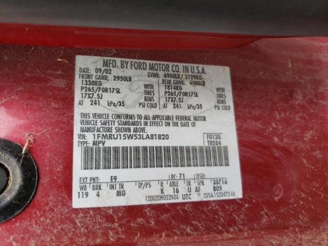 Photo 10 from auction – 2003 FORD EXPEDITION with VIN 1FMRU15W53LA81820