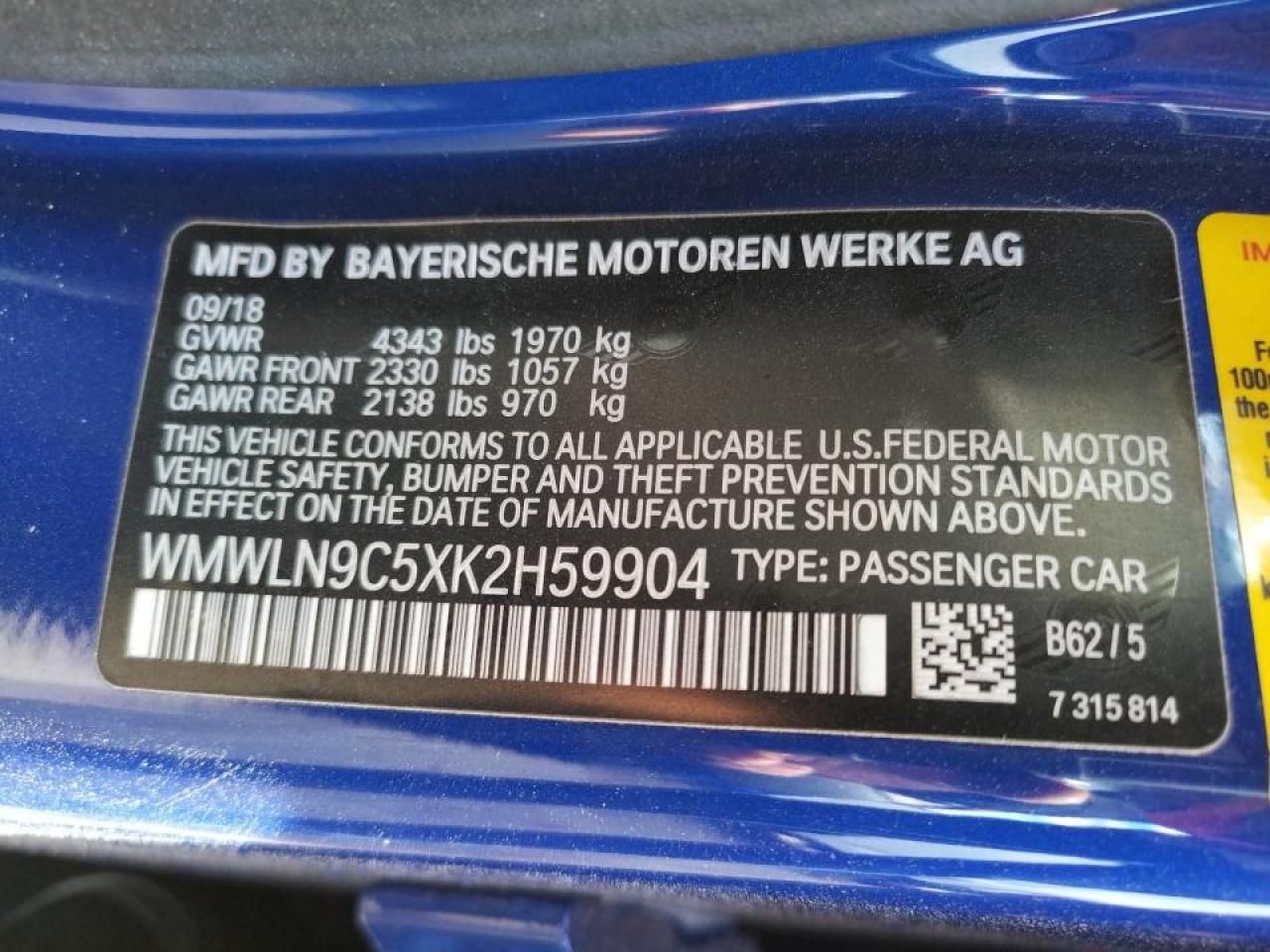 Photo 10 from auction – 2019 MINI COOPER S C with VIN WMWLN9C5XK2H59904