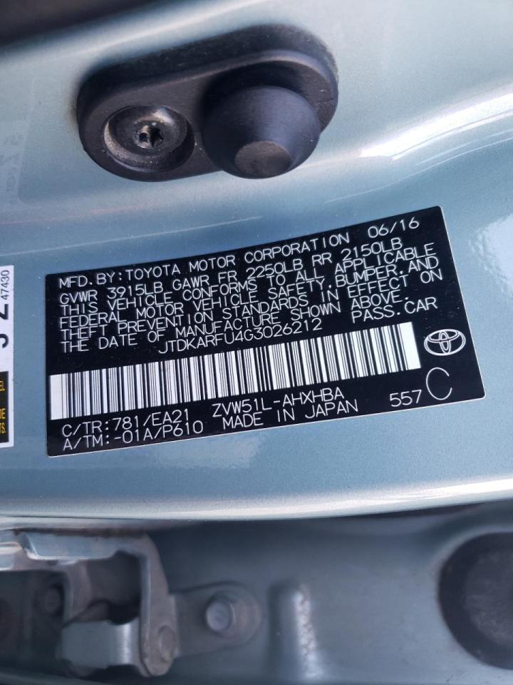 Photo 10 from auction – 2016 TOYOTA PRIUS with VIN JTDKARFU4G3026212