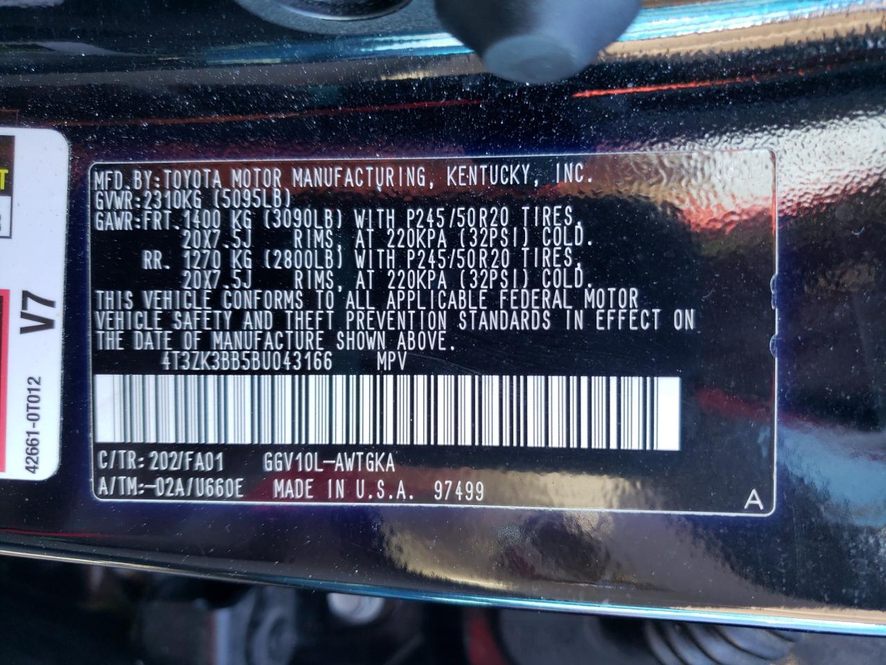 Photo 10 from auction – 2011 TOYOTA VENZA with VIN 4T3ZK3BB5BU043166