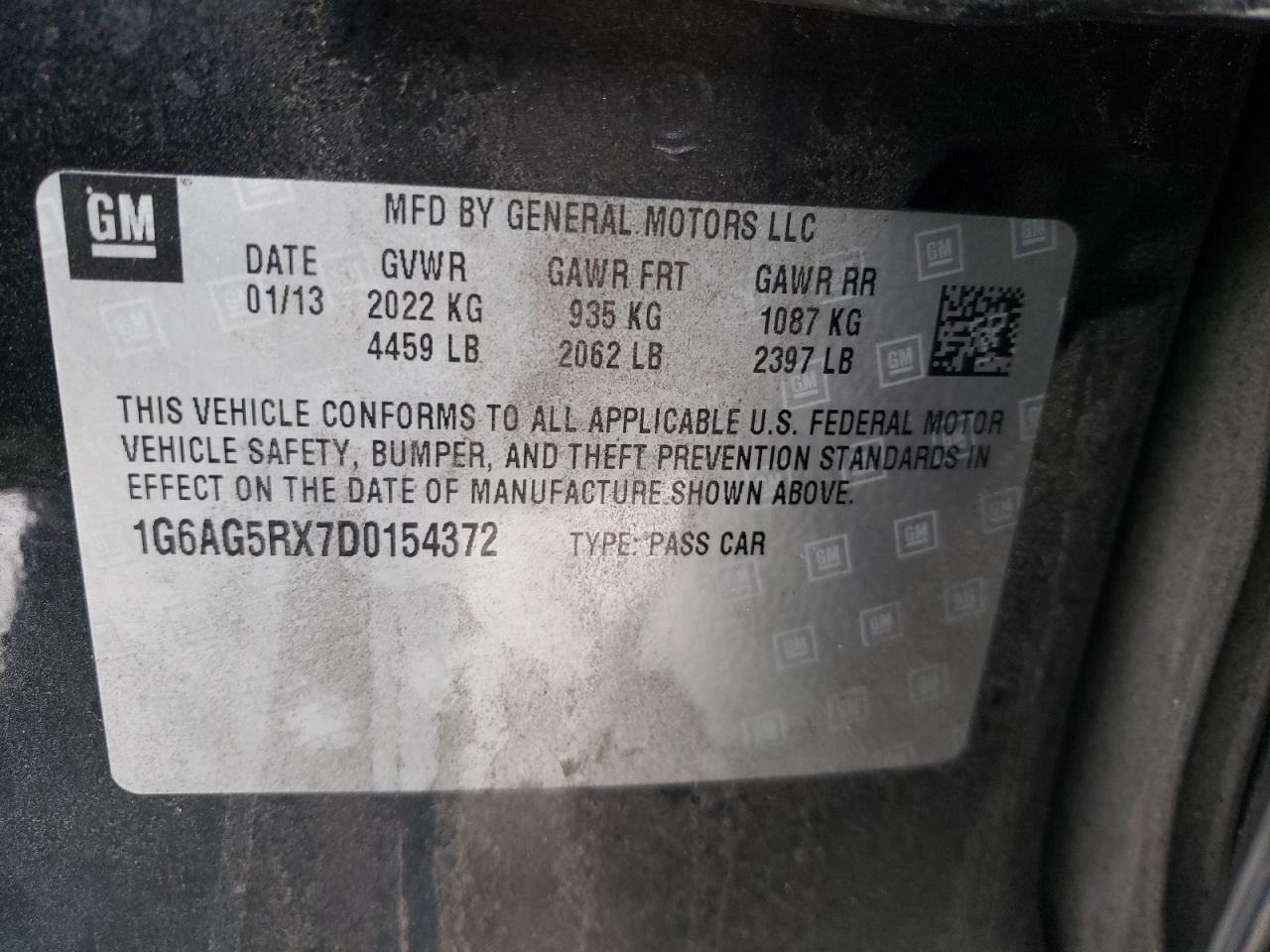 Photo 10 from auction – 2013 CADILLAC ATS with VIN 1G6AG5RX7D0154372
