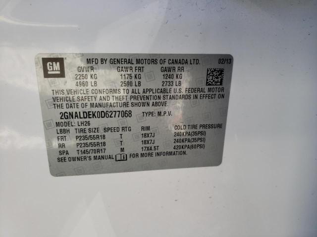 Photo 10 from auction – 2013 CHEVROLET EQUINOX LT with VIN 2GNALDEK0D6277068