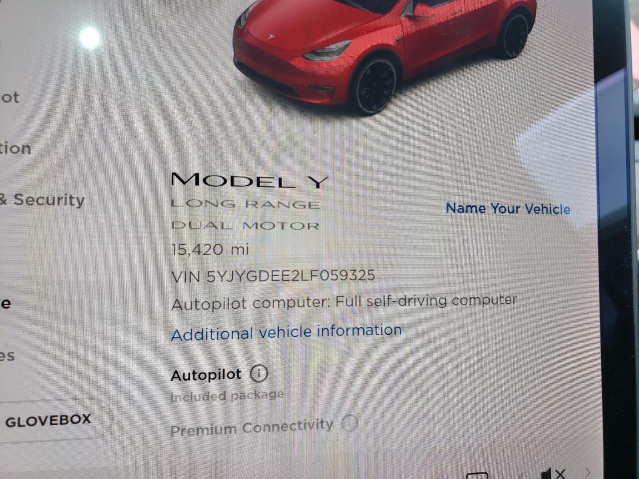 Photo 8 from auction – 2020 TESLA MODEL Y with VIN 5YJYGDEE2LF059325