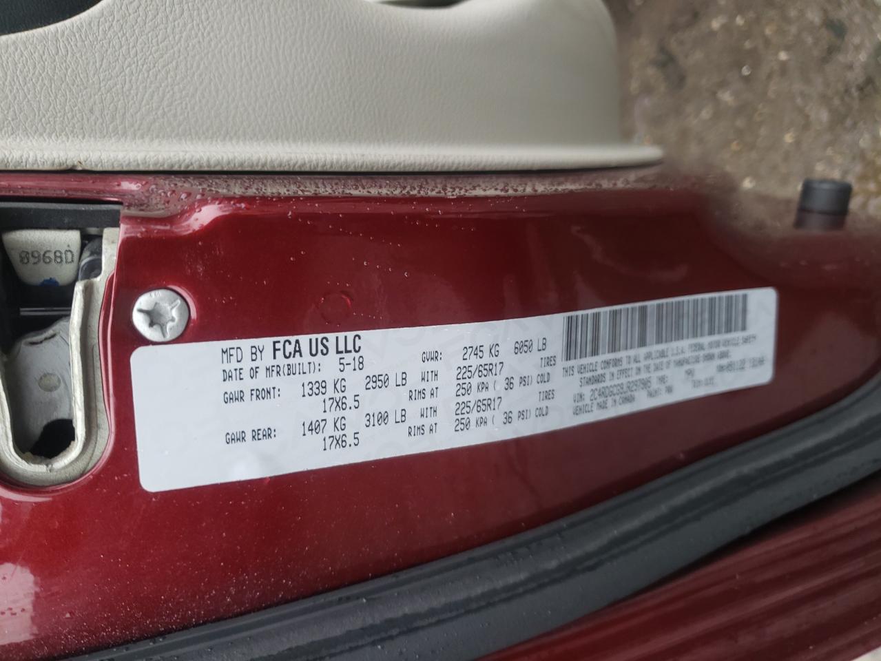 Photo 10 from auction – 2018 DODGE GRAND CARA with VIN 2C4RDGCG9JR297905