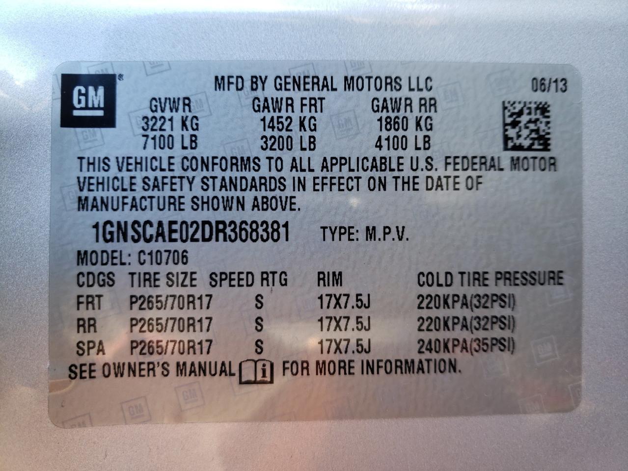 Photo 10 from auction – 2013 CHEVROLET TAHOE C150 with VIN 1GNSCAE02DR368381