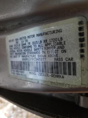 Photo 10 from auction – 2000 TOYOTA COROLLA VE with VIN 1NXBR12E9YZ345377