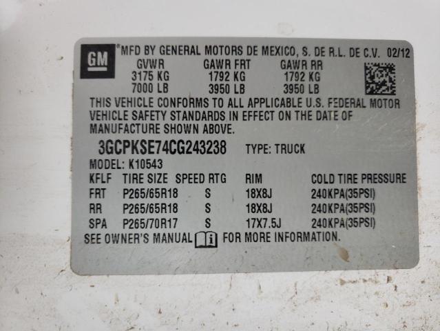 Photo 10 from auction – 2012 CHEVROLET SILVERADO with VIN 3GCPKSE74CG243238