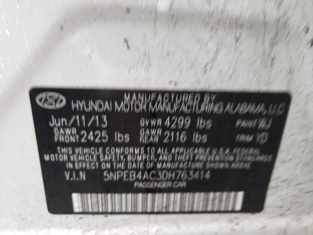 Photo 10 from auction – 2013 HYUNDAI SONATA GLS with VIN 5NPEB4AC3DH763414
