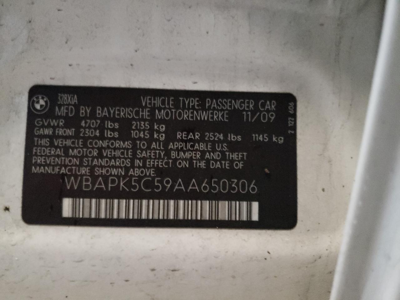 Photo 10 from auction – 2010 BMW 328 XI SUL with VIN WBAPK5C59AA650306