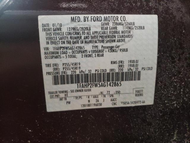 Photo 10 from auction – 2010 FORD TAURUS LIM with VIN 1FAHP2FW5AG142865