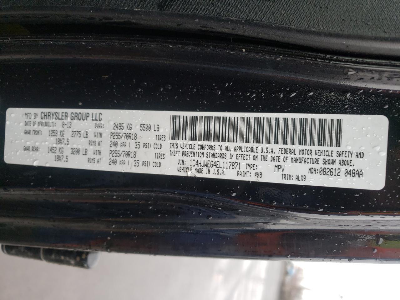 Photo 10 from auction – 2014 JEEP WRANGLER U with VIN 1C4HJWEG4EL117871