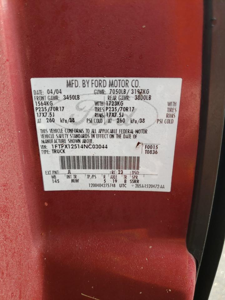 Photo 10 from auction – 2004 FORD F150 with VIN 1FTPX12514NC03044